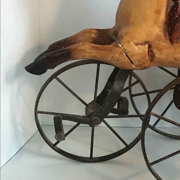 Rare Vintage Victorian 17x15in Wood & Cast iron Horse Children’s toy - Picture 10 of 10